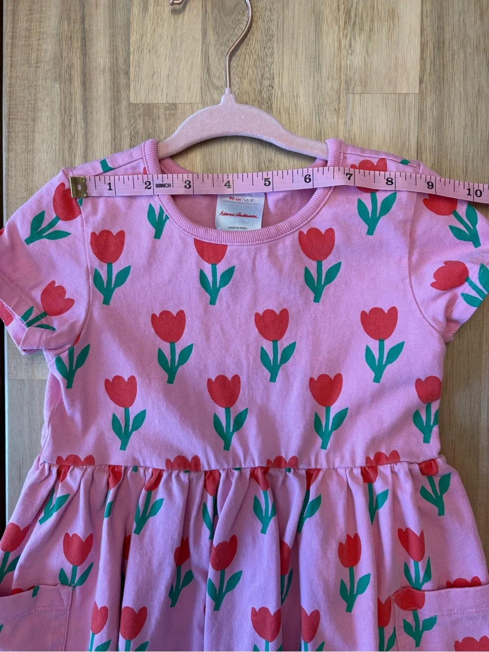 Hanna Andersson Toddler Playground Dress with Pockets Red Tulip Print Cotton 3T
